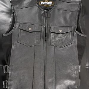 Street & Steel Black Leather Vest